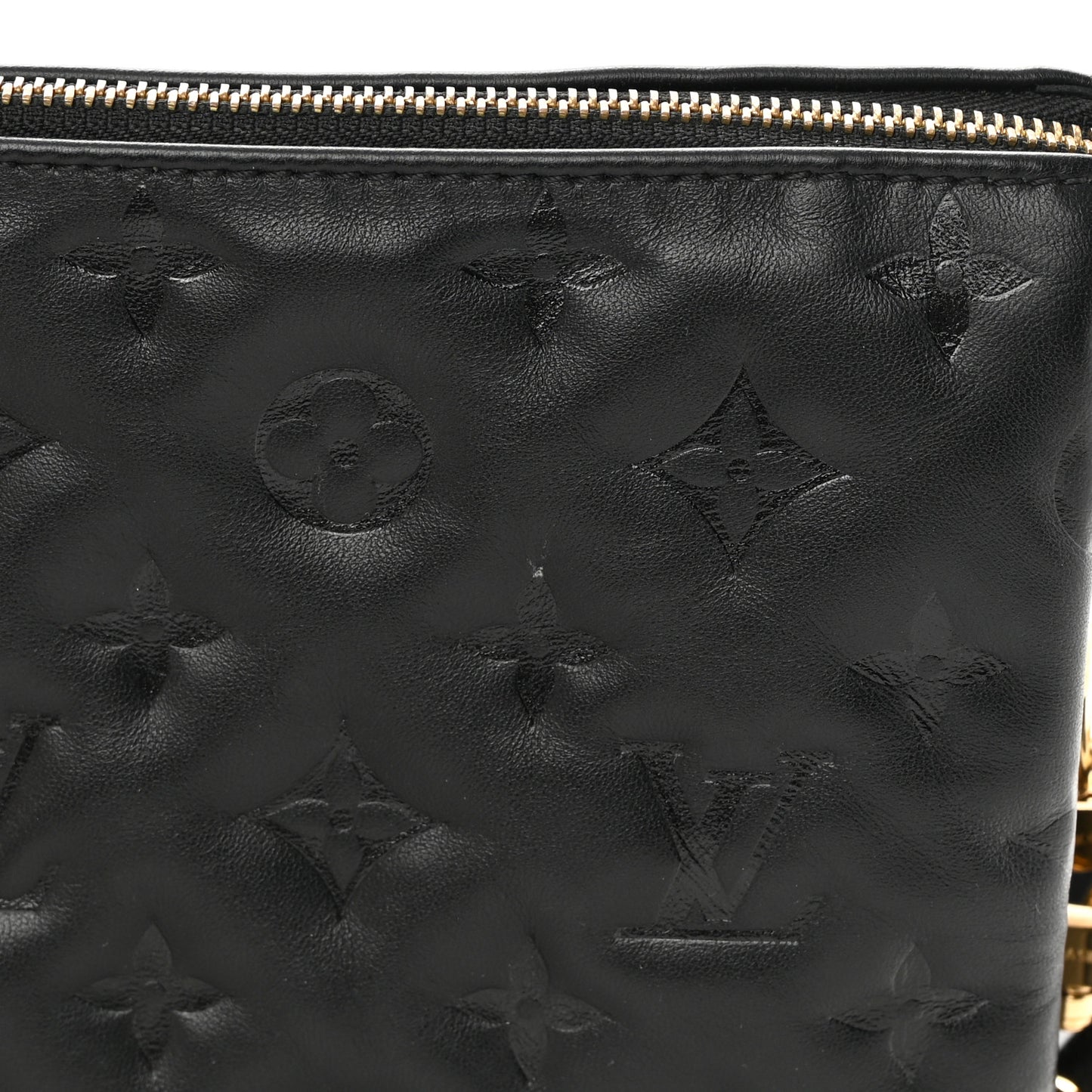 Lambskin Embossed Monogram Coussin PM Black