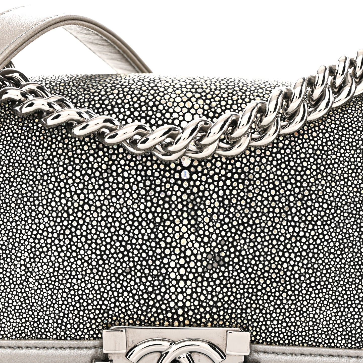 Galuchat Stingray Small Boy Flap Silver