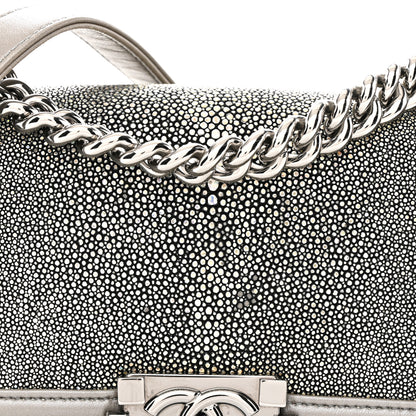 Chanel Galuchat Stingray Small Boy Flap Silver 8 of 16