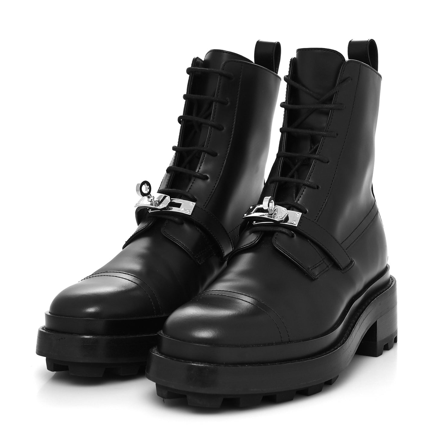 Glossed Calfskin Funk Ankle Boots 36.5 Black
