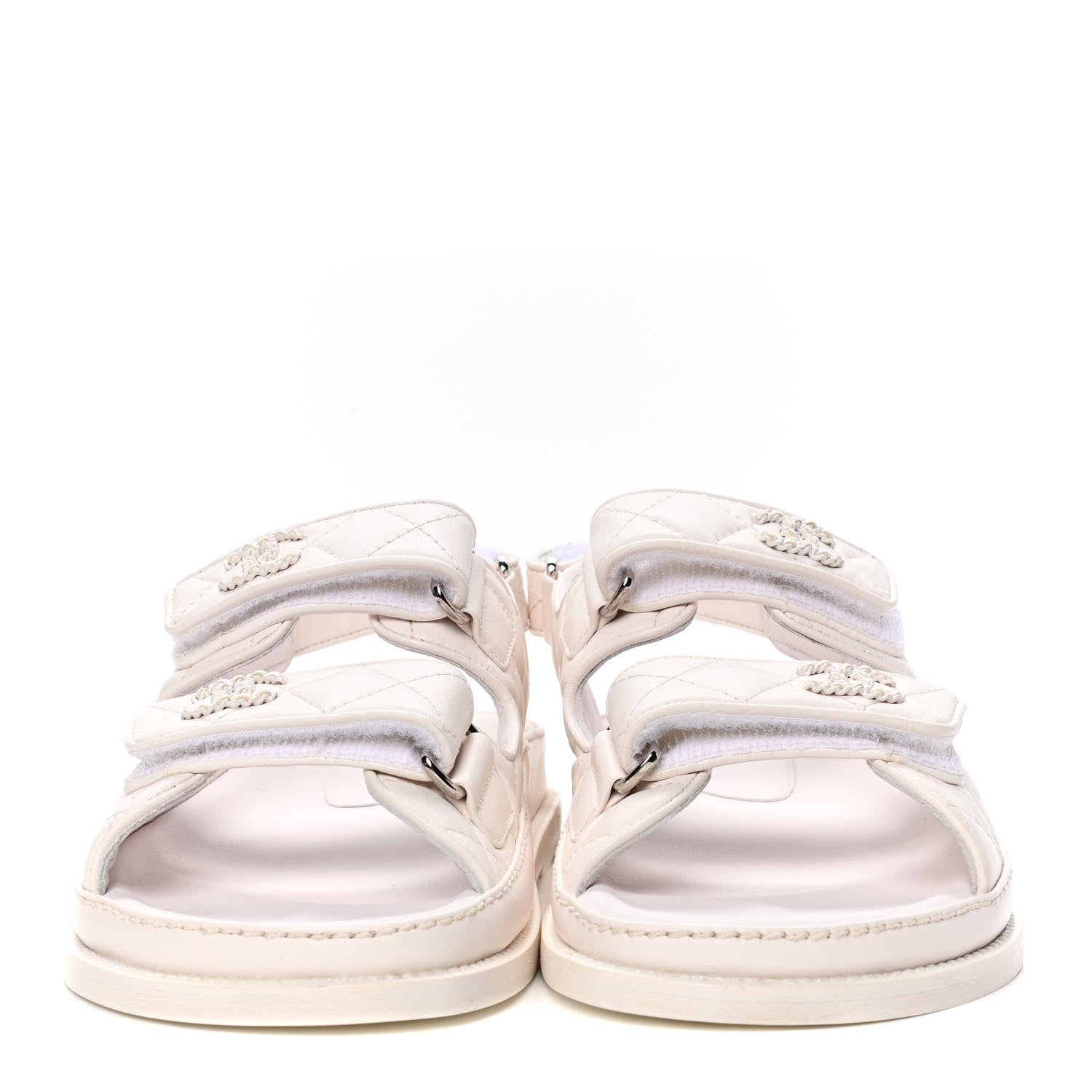 Chanel Grained Calfskin Velcro Dad Sandals 38 White 2 of 4