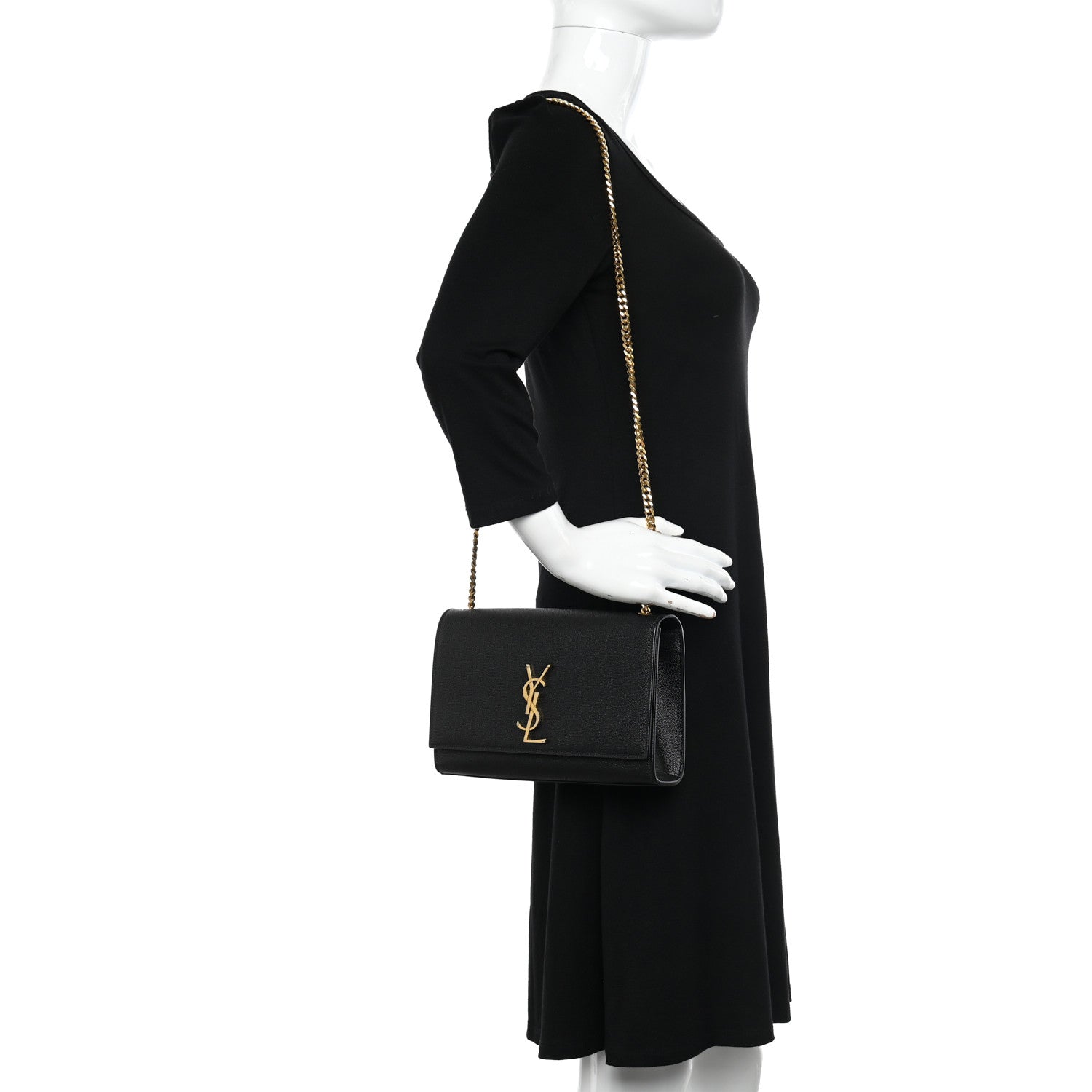 Saint Laurent SAINT LAURENT Grain De Poudre Medium Classic Monogram Kate Satchel Black 2 of 12