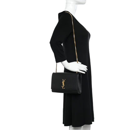 Saint Laurent SAINT LAURENT Grain De Poudre Medium Classic Monogram Kate Satchel Black 2 of 12