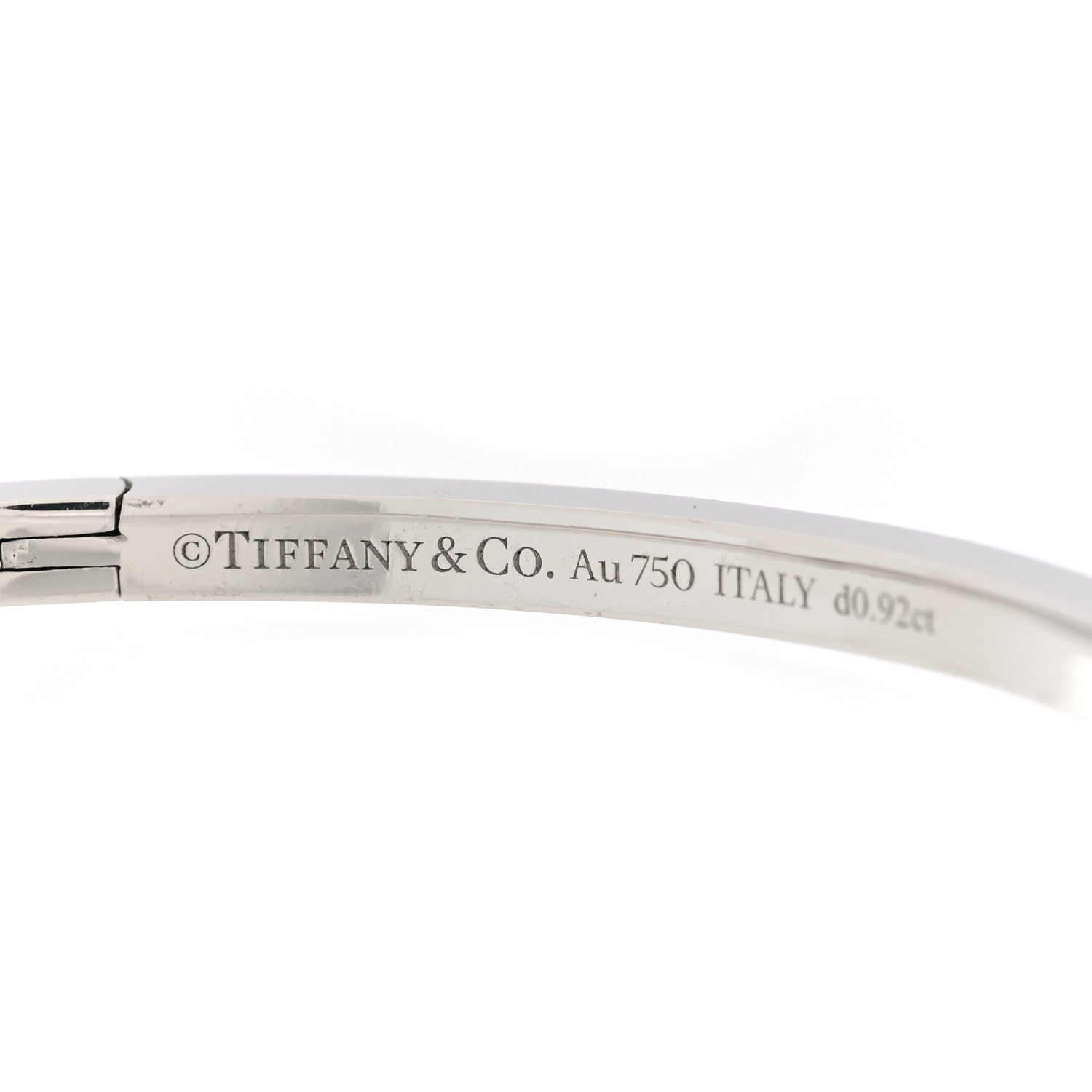 Tiffany 18K White Gold Diamond Narrow T1 Hinged Bangle Bracelet 3 of 4