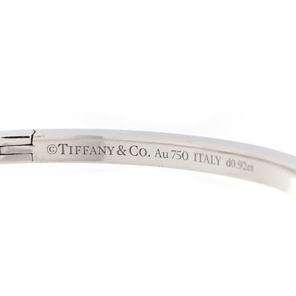 Tiffany 18K White Gold Diamond Narrow T1 Hinged Bangle Bracelet 3 of 4
