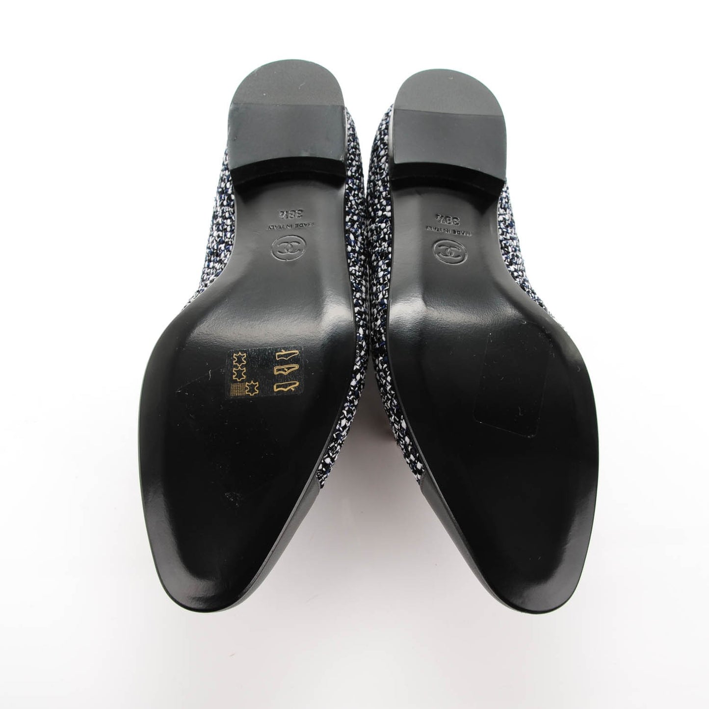 Tweed Lambskin Cap Toe Charm Loafers 38.5 Black Multicolor