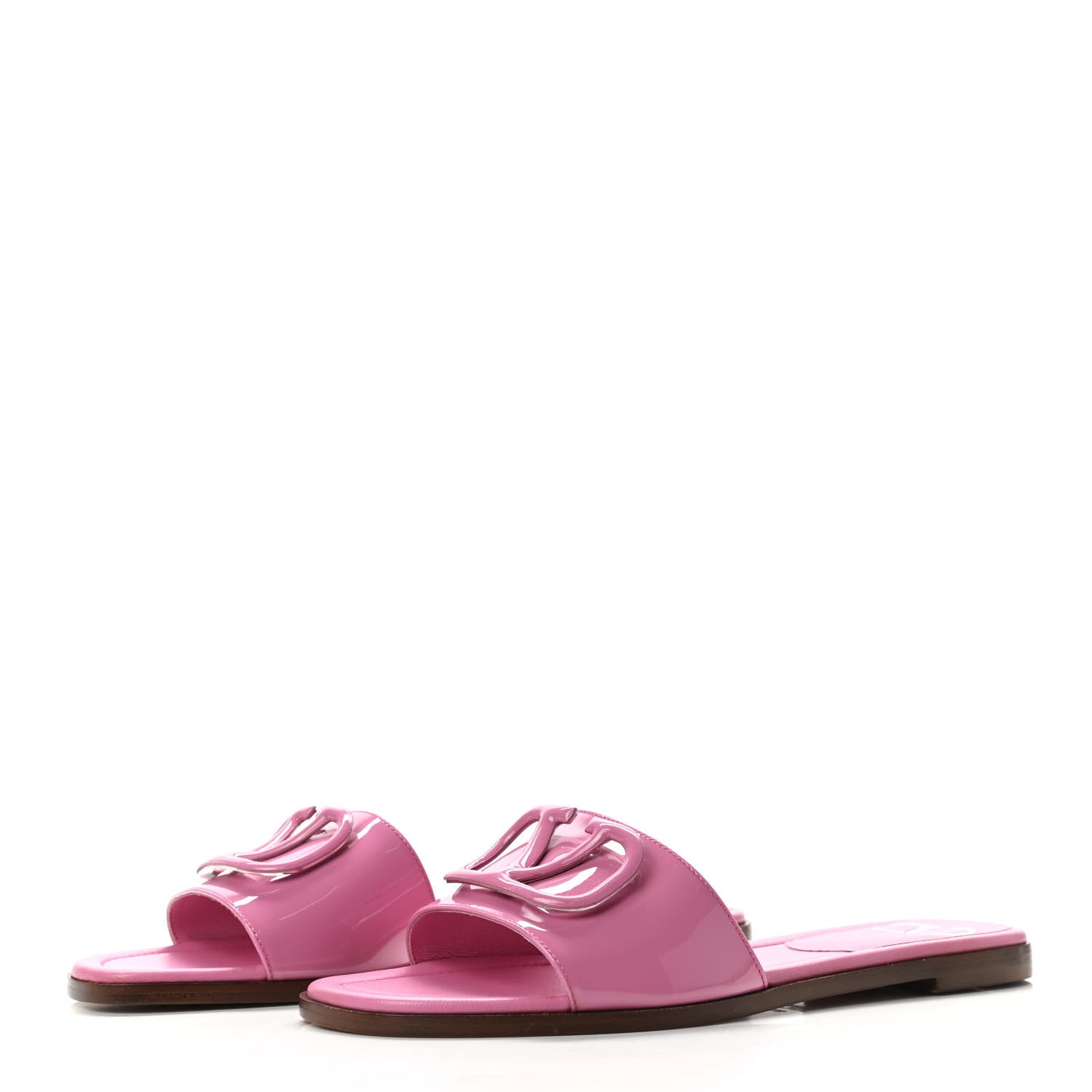 Valentino Garavani Patent Vlogo Flat Slide Sandals 37 Radiant Orchid 3 of 8