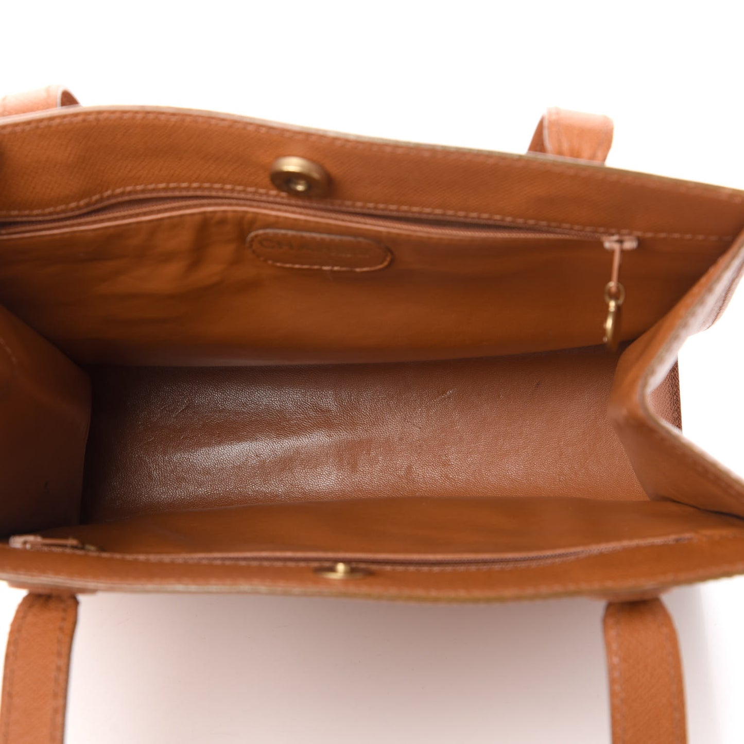 Caviar Logo Shoulder Bag Light Brown