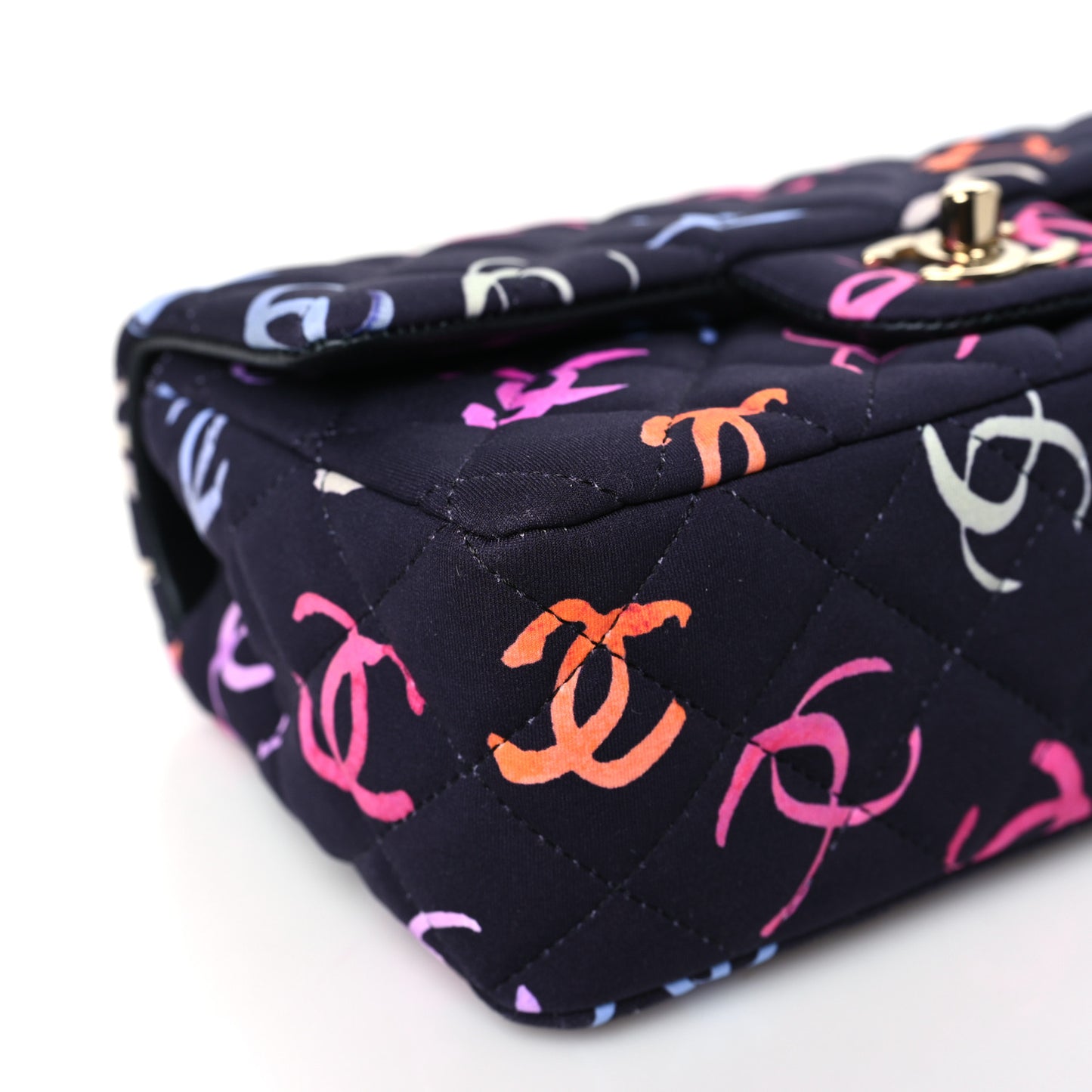 Printed Fabric Quilted Mini Rectangular Flap Black Pink Blue Yellow Orange