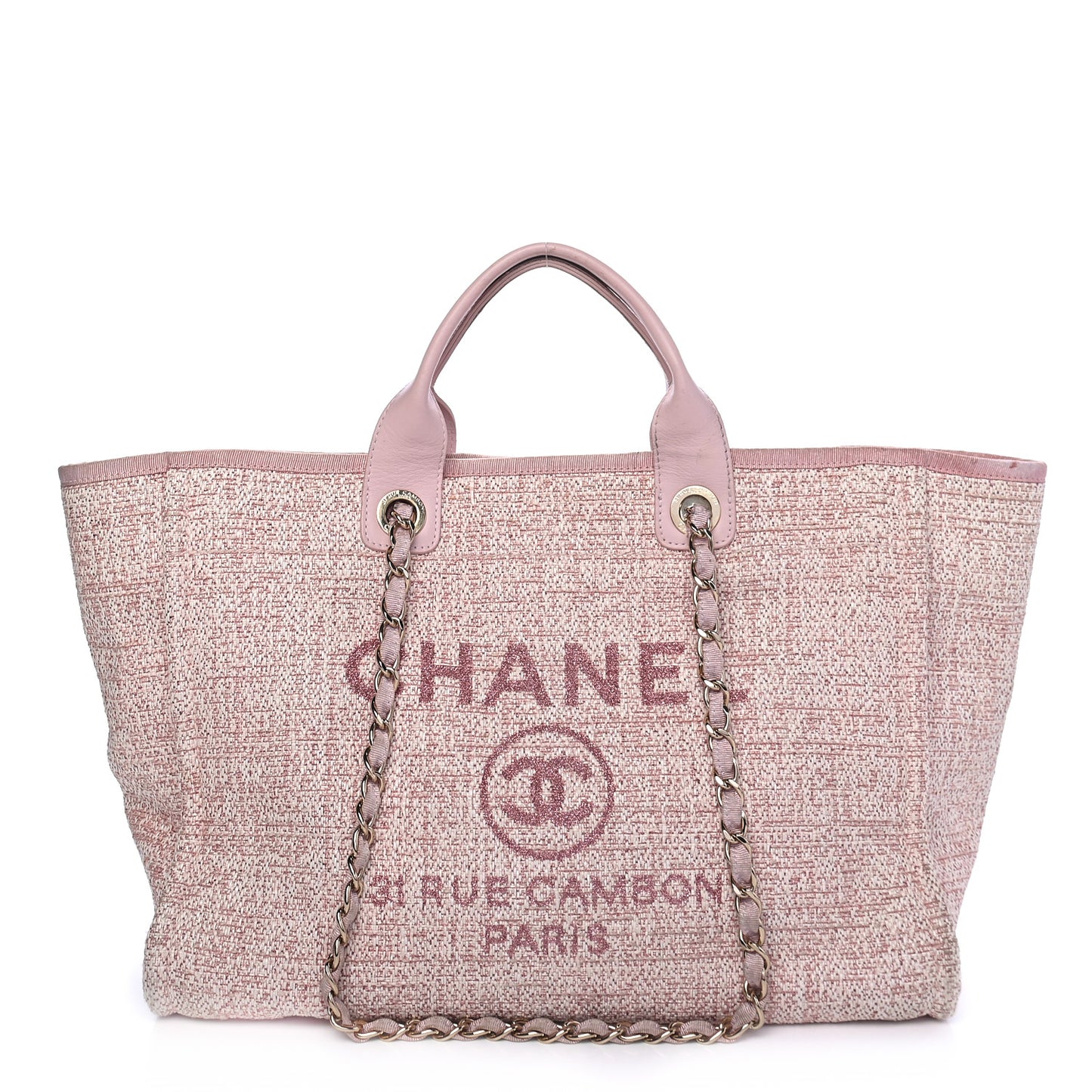 Straw Lurex Medium Deauville Tote Pink
