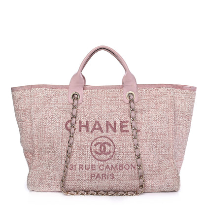 Chanel Straw Lurex Medium Deauville Tote Pink 2 of 11