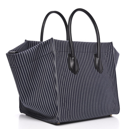 Celine Cotton Canvas Striped Medium Phantom Luggage Navy White 3 of 11