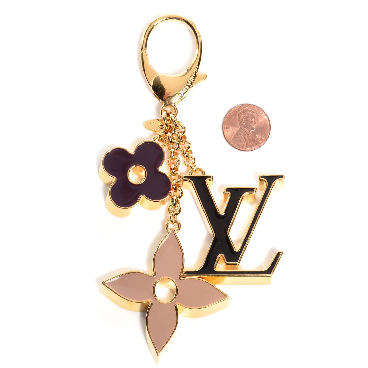 Fleur De Monogram Bag Charm Dore