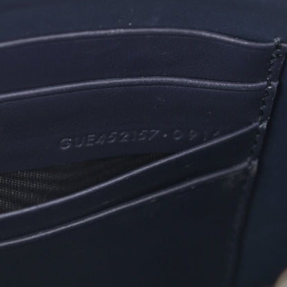 Saint Laurent Calfskin Crocodile Embossed Monogram Sunset Chain Wallet Navy 8 of 15