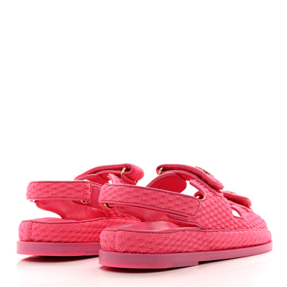 Chanel Knit Fabric Velcro Dad Sandals 39 Pink 4 of 9