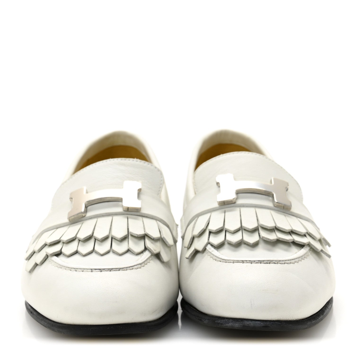Hermes Calfskin Womens Royal Loafers 35 White 3 of 10