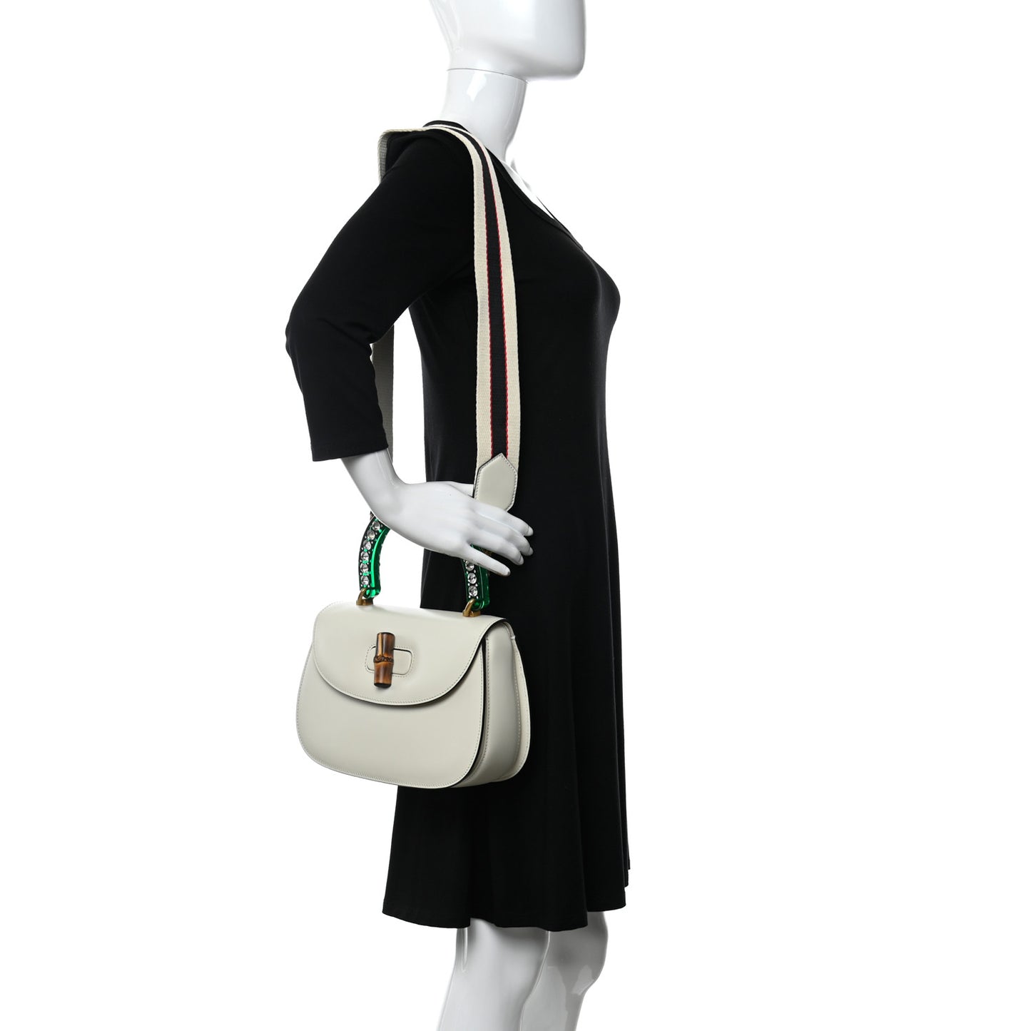 Calfskin Plexiglass Medium Classic 2 Top Handle Bag White