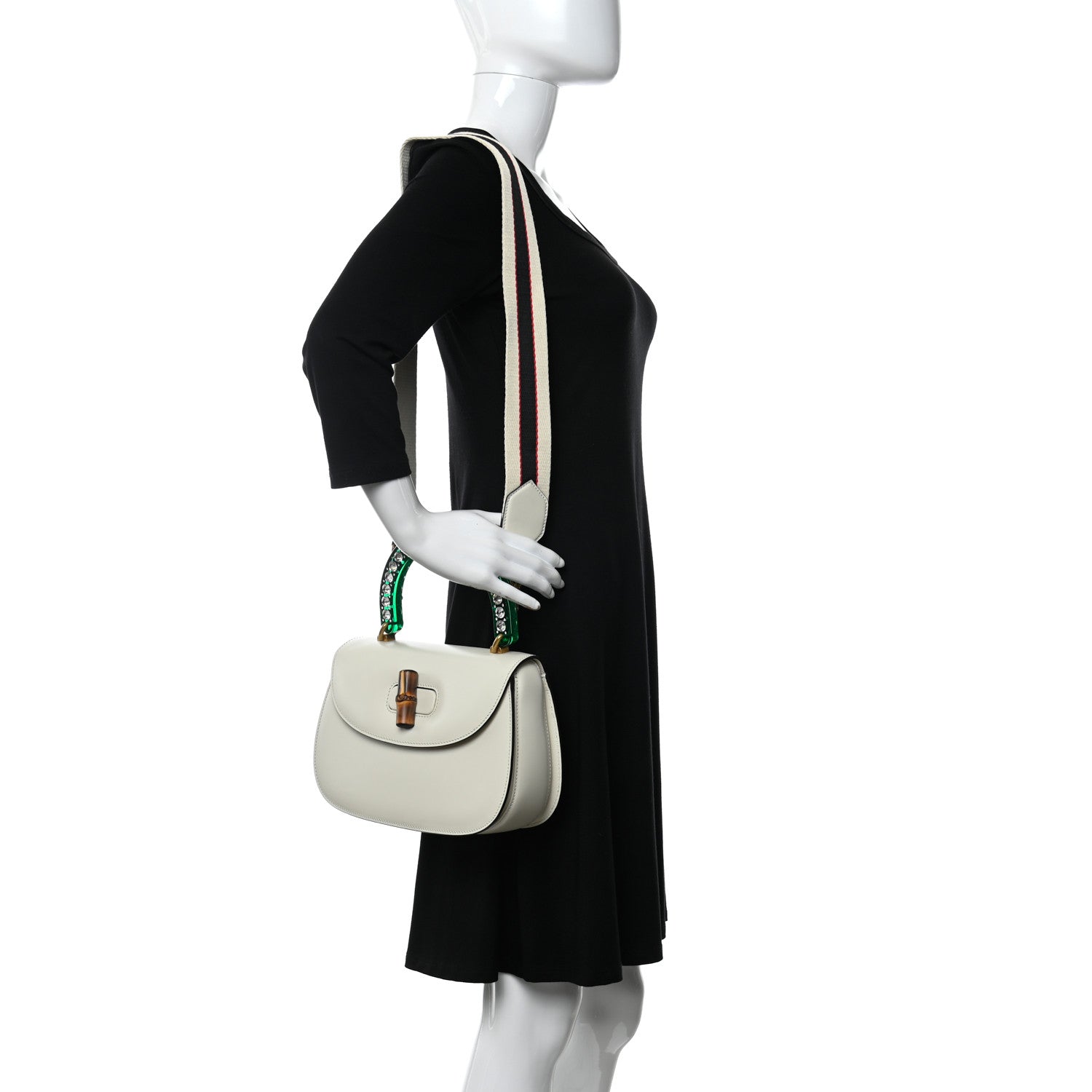 Gucci Calfskin Plexiglass Medium Classic 2 Top Handle Bag White 2 of 14