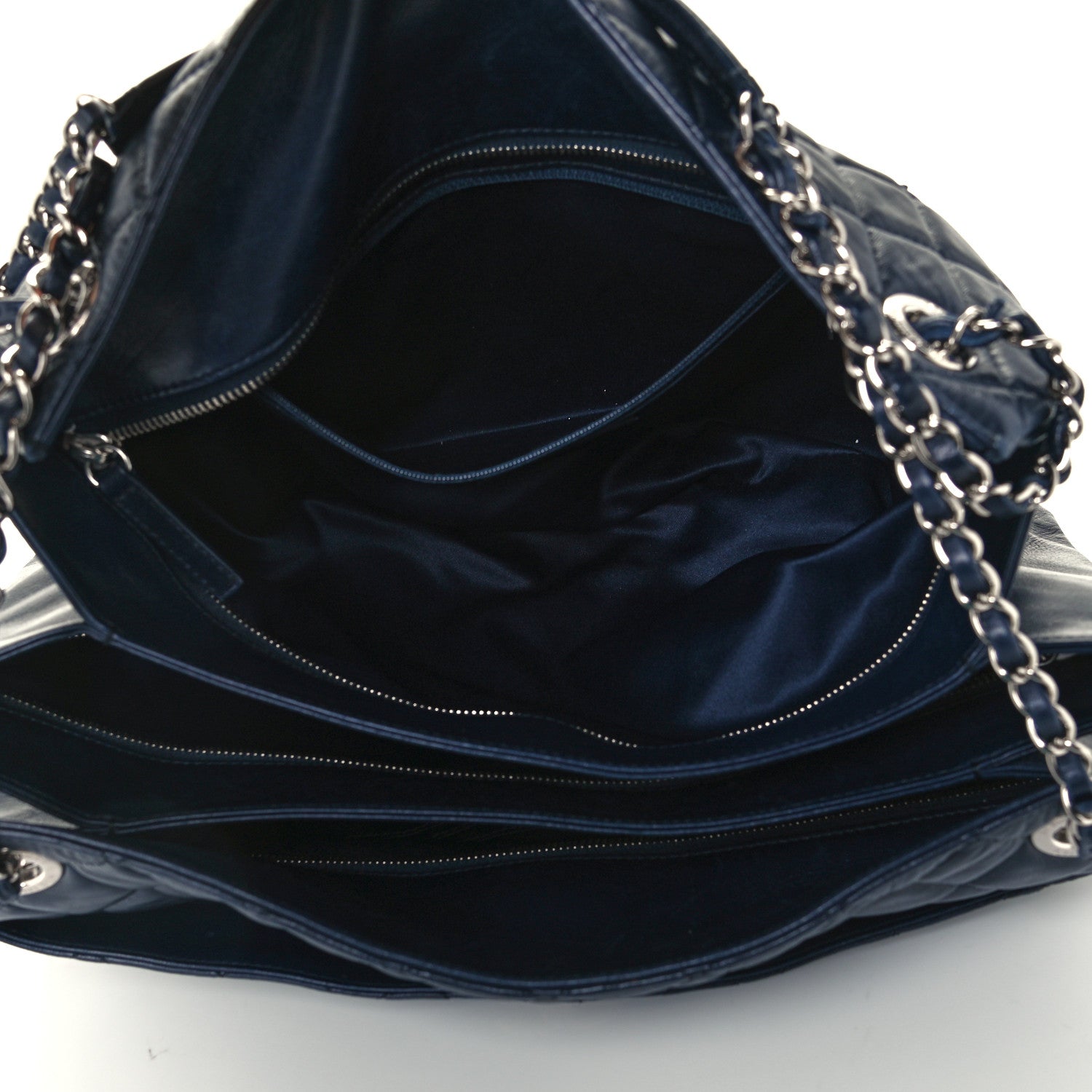 Chanel Lambskin Quilted Accordion Shopping Tote Navy 6 of 11