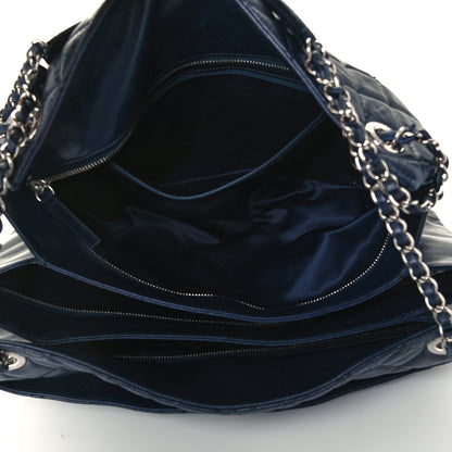 Chanel Lambskin Quilted Accordion Shopping Tote Navy 6 of 11