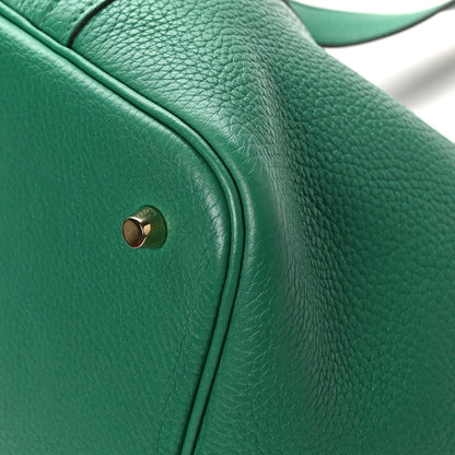 Hermes Taurillon Clemence Picotin Lock 22 MM  Vert Jade 10 of 12