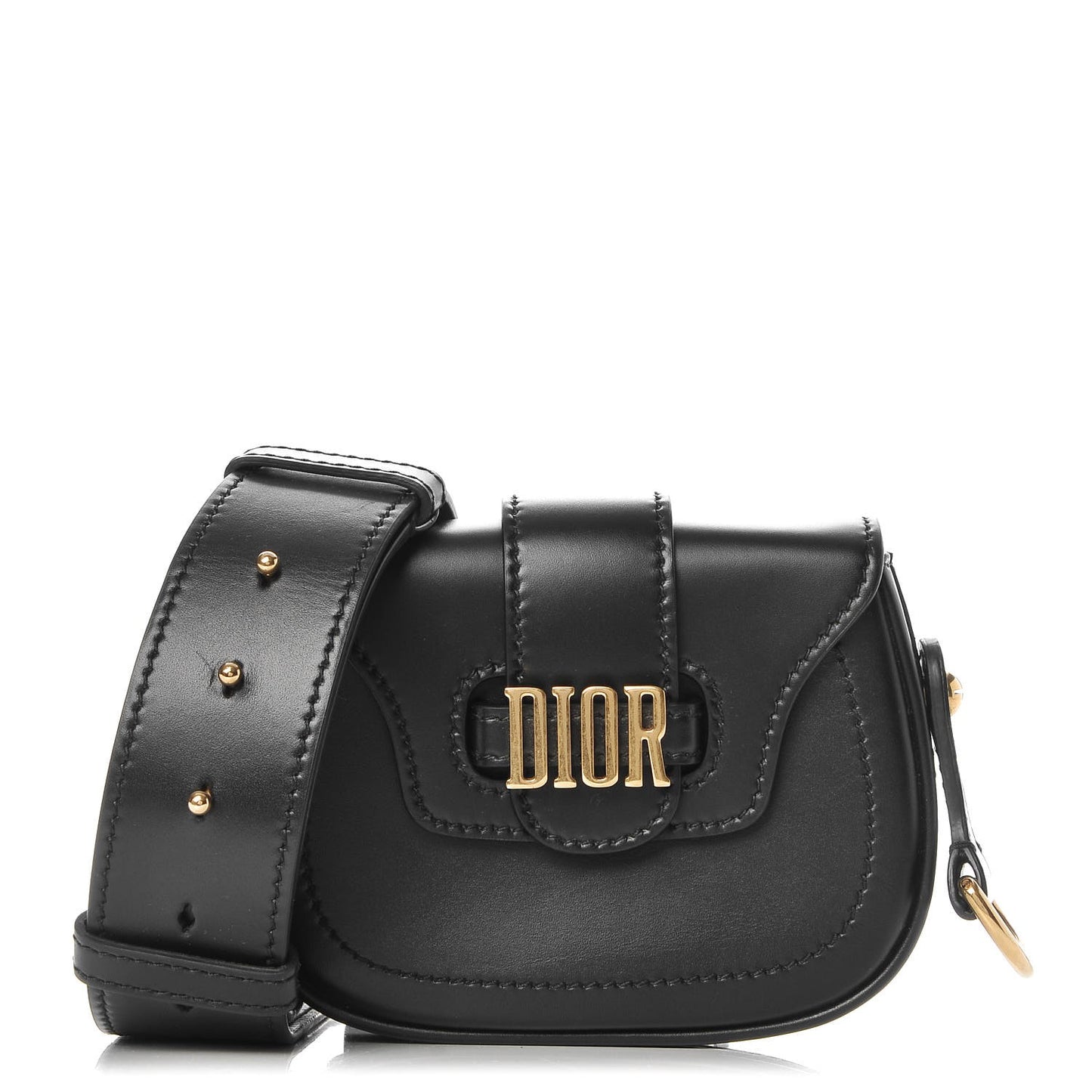 Calfskin Mini D Fence Saddle Bag Black