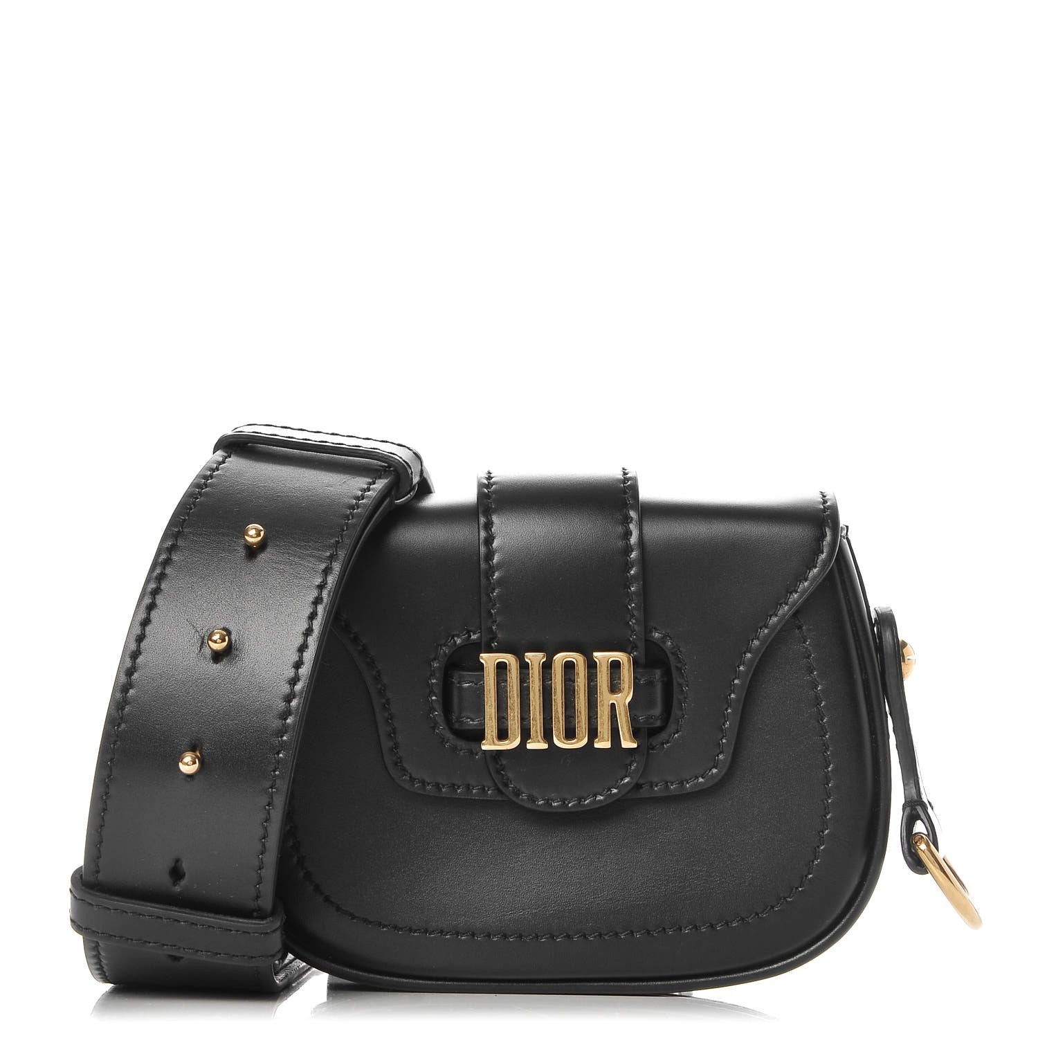 Christian Dior Calfskin Mini D Fence Saddle Bag Black 1 of 7