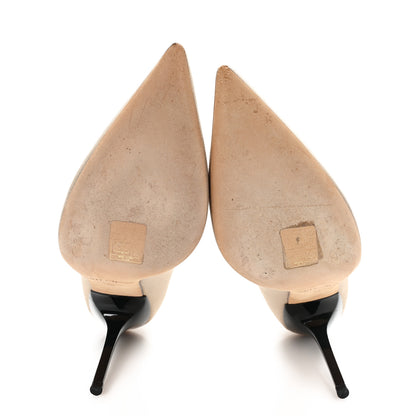 Jimmy Choo Canvas Patent Abel Pump 38 Natural Black 6 of 9