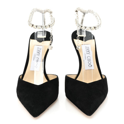 Jimmy Choo Suede Crystal Saeda 100 Pumps 35 Black 2 of 11