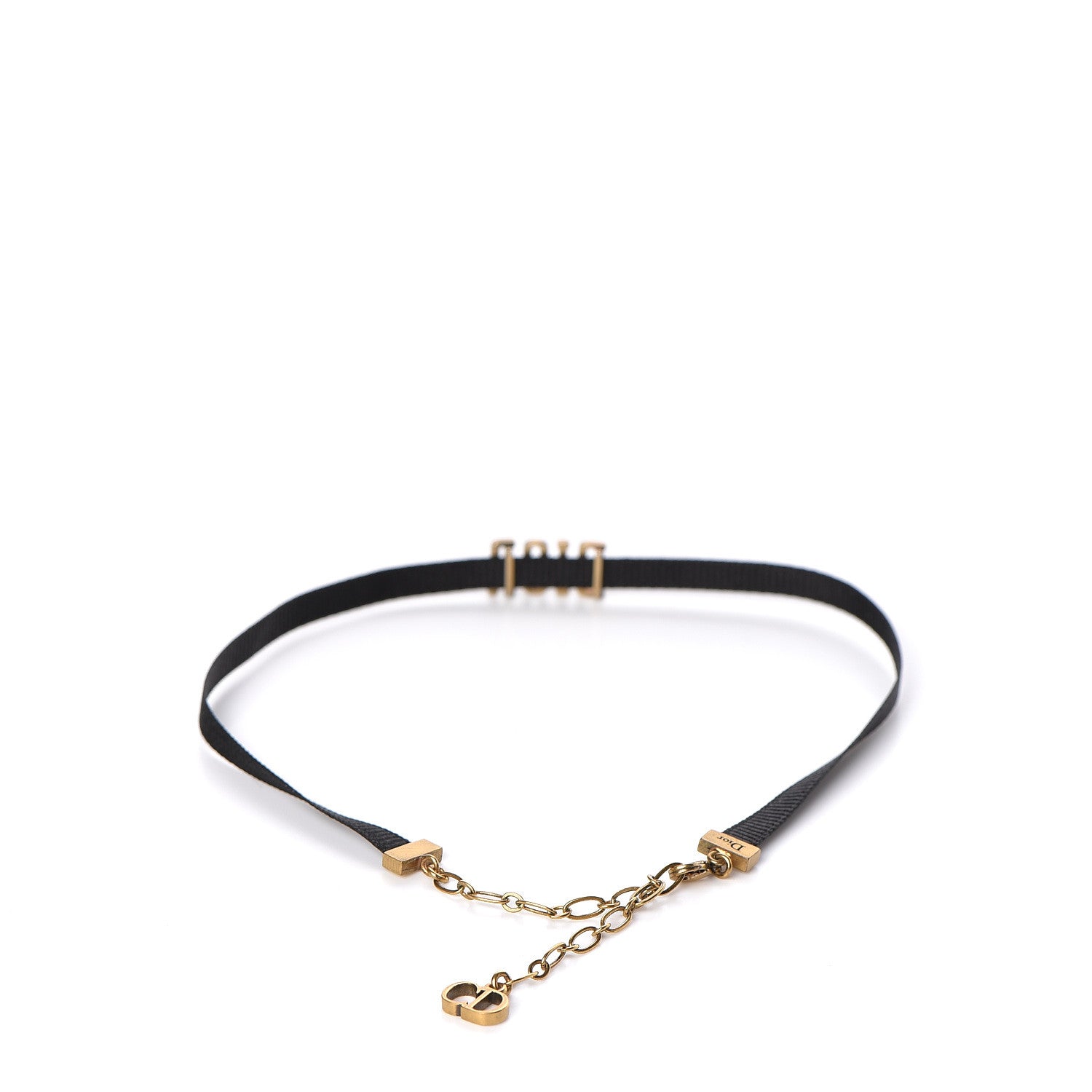 Christian Dior Grosgrain Ribbon Dior Logo Choker Necklace Black 3 of 5