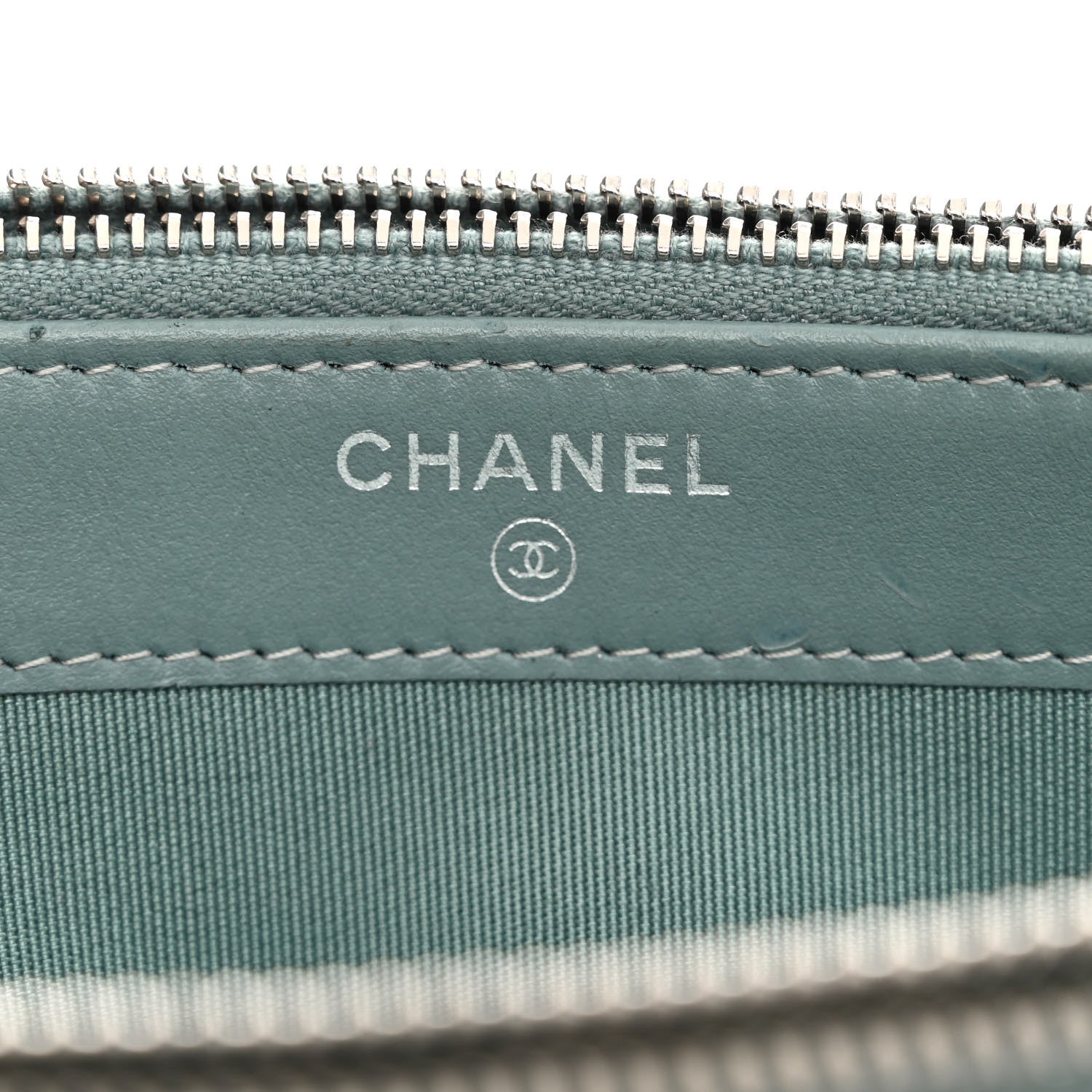 Chanel Caviar Chevron Quilted Small Clutch With Chain Light Blue 6 of 11