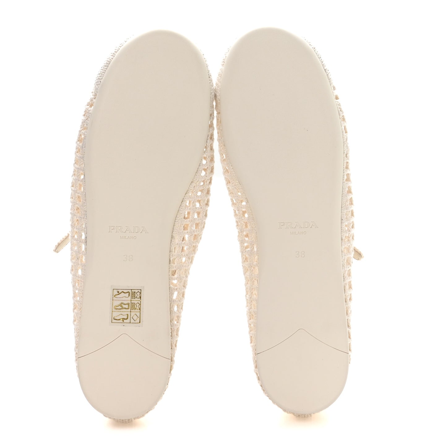 Knit Crochet Logo Ballerina Flats 38 Ivory