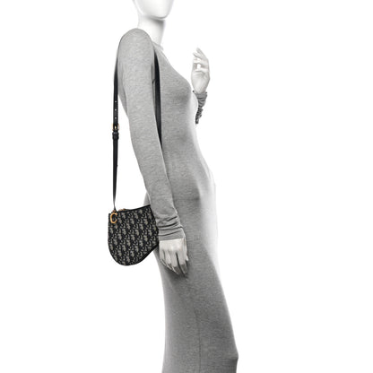 Christian Dior Oblique Saddle Pouch With Strap Navy Blue 2 of 13