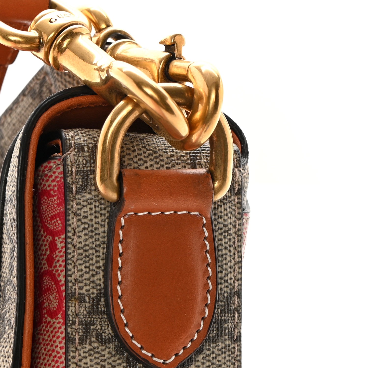 Gucci X DANS LE VERT GG Supreme Monogram Cuoio Web Mini Retro Interlocking G Top Handle Beige Rosso Ebony Harness Brown 14 of 16