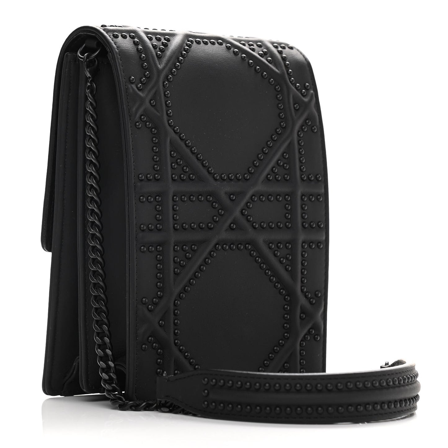 Ultra Matte Calfskin Studded Vertical Diorama Black
