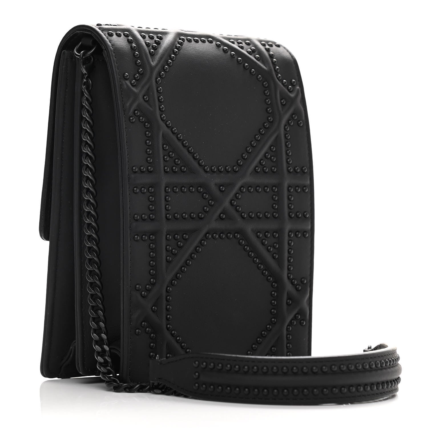 Christian Dior Ultra Matte Calfskin Studded Vertical Diorama Black 3 of 9