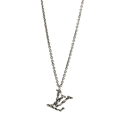 Louis Vuitton LV Vine Pendant Necklace Silver 1 of 6