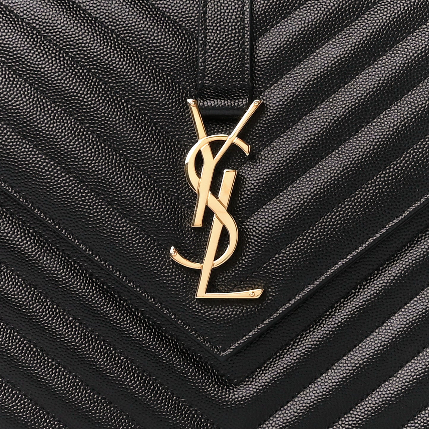 Grain De Poudre Matelasse Chevron Large Monogram Satchel Black