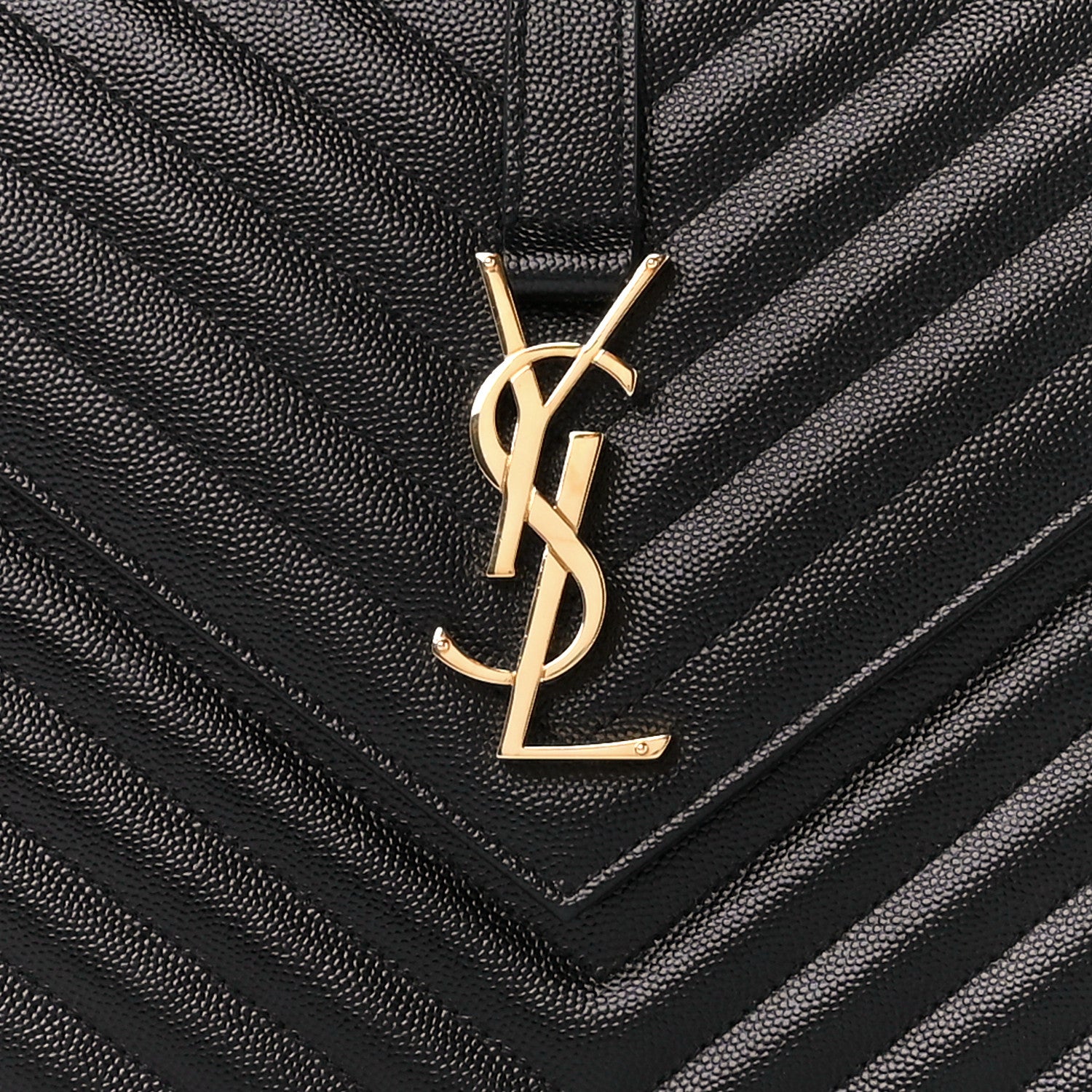 Saint Laurent Grain De Poudre Matelasse Chevron Large Monogram Satchel Black 8 of 10