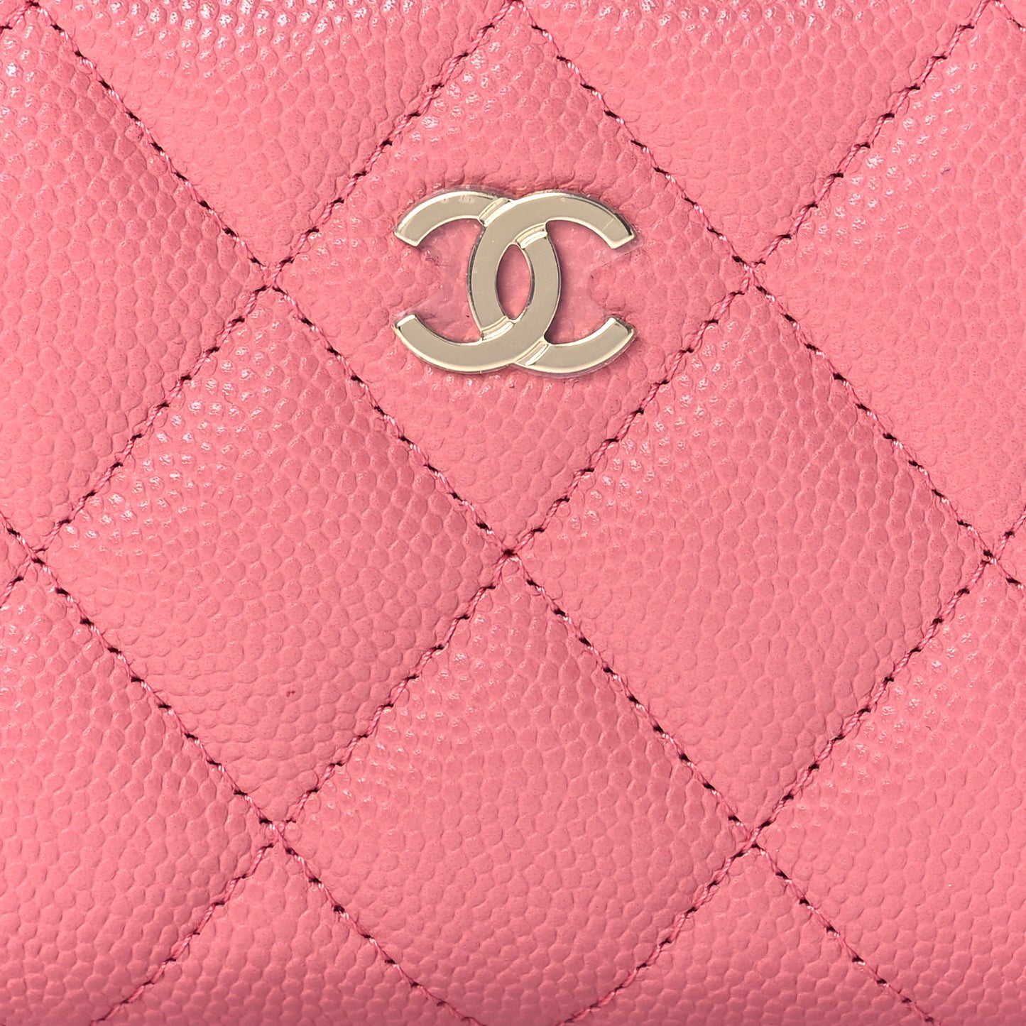 Caviar Quilted Zip Coin Purse Dark Pink