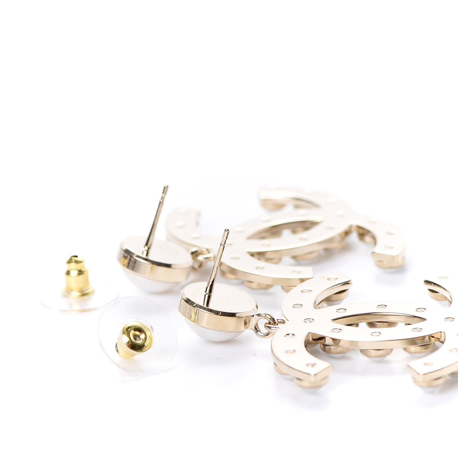 Chanel Pearl CC Drop Earrings Gold 3 of 5