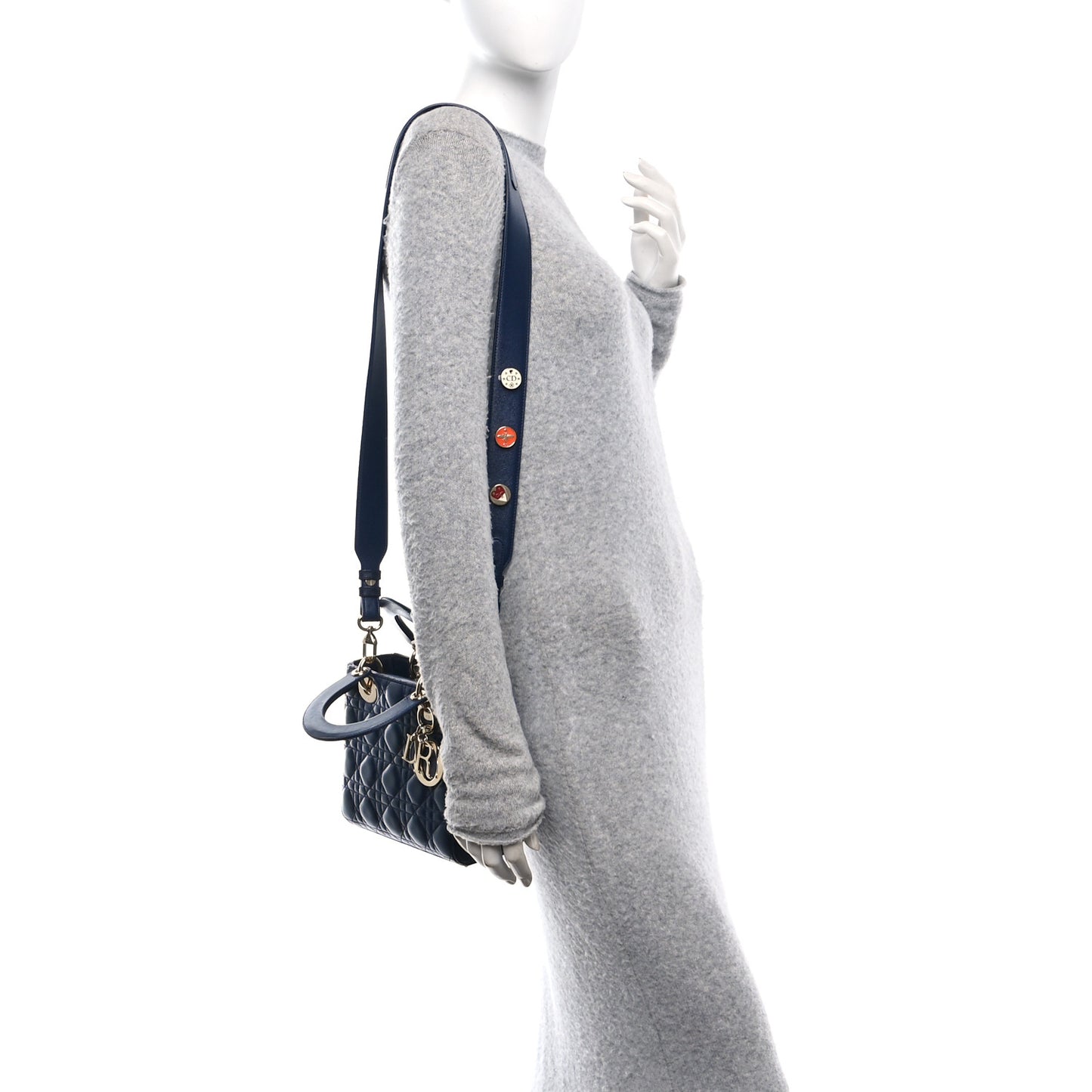 Lambskin Cannage Small Lucky Badges My Lady Dior Navy