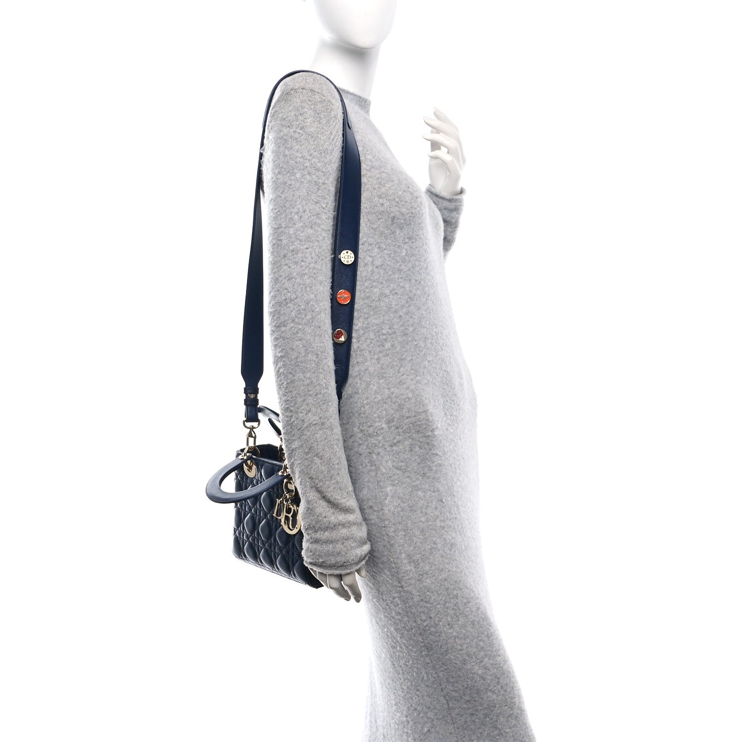 Christian Dior Lambskin Cannage Small Lucky Badges My Lady Dior Navy 3 of 10