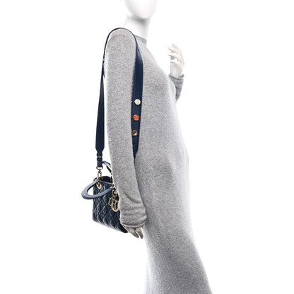 Christian Dior Lambskin Cannage Small Lucky Badges My Lady Dior Navy 3 of 10