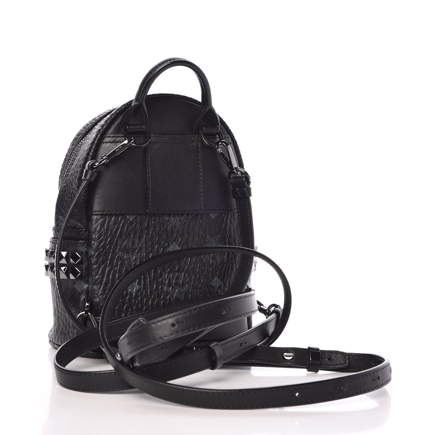 MCM Visetos Studded X-Mini Bebe Boo Backpack Black 3 of 10