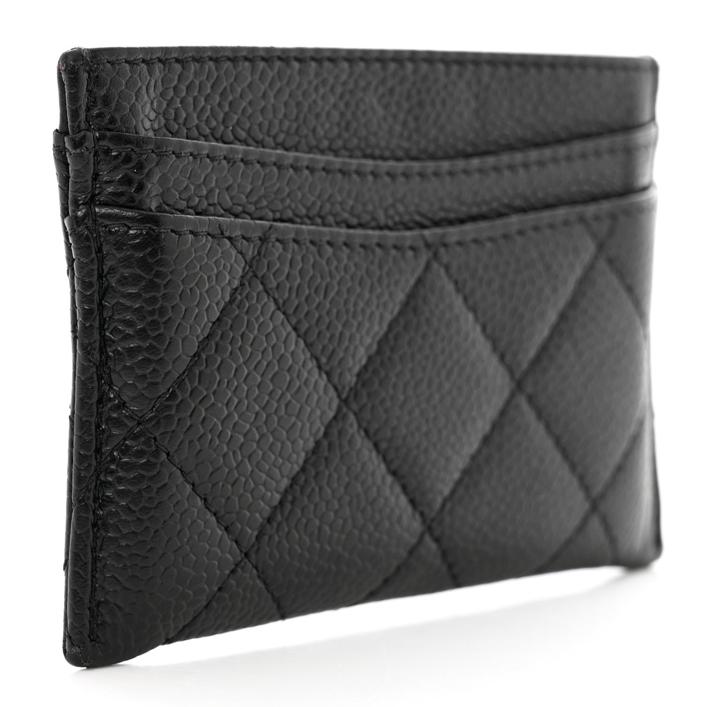 Caviar Quilted Card Holder Black