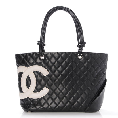 Chanel Calfskin Quilted Large Cambon Tote Black White 1 of 8
