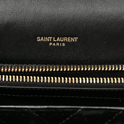 Saint Laurent Velvet Matelasse Chevron Medium College Monogram Bag Black 6 of 13