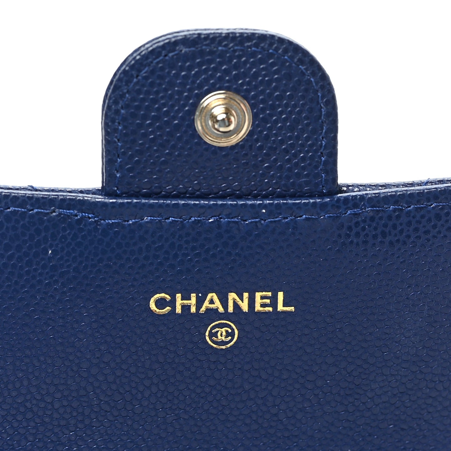 Caviar Quilted Large Gusset Flap Wallet Navy