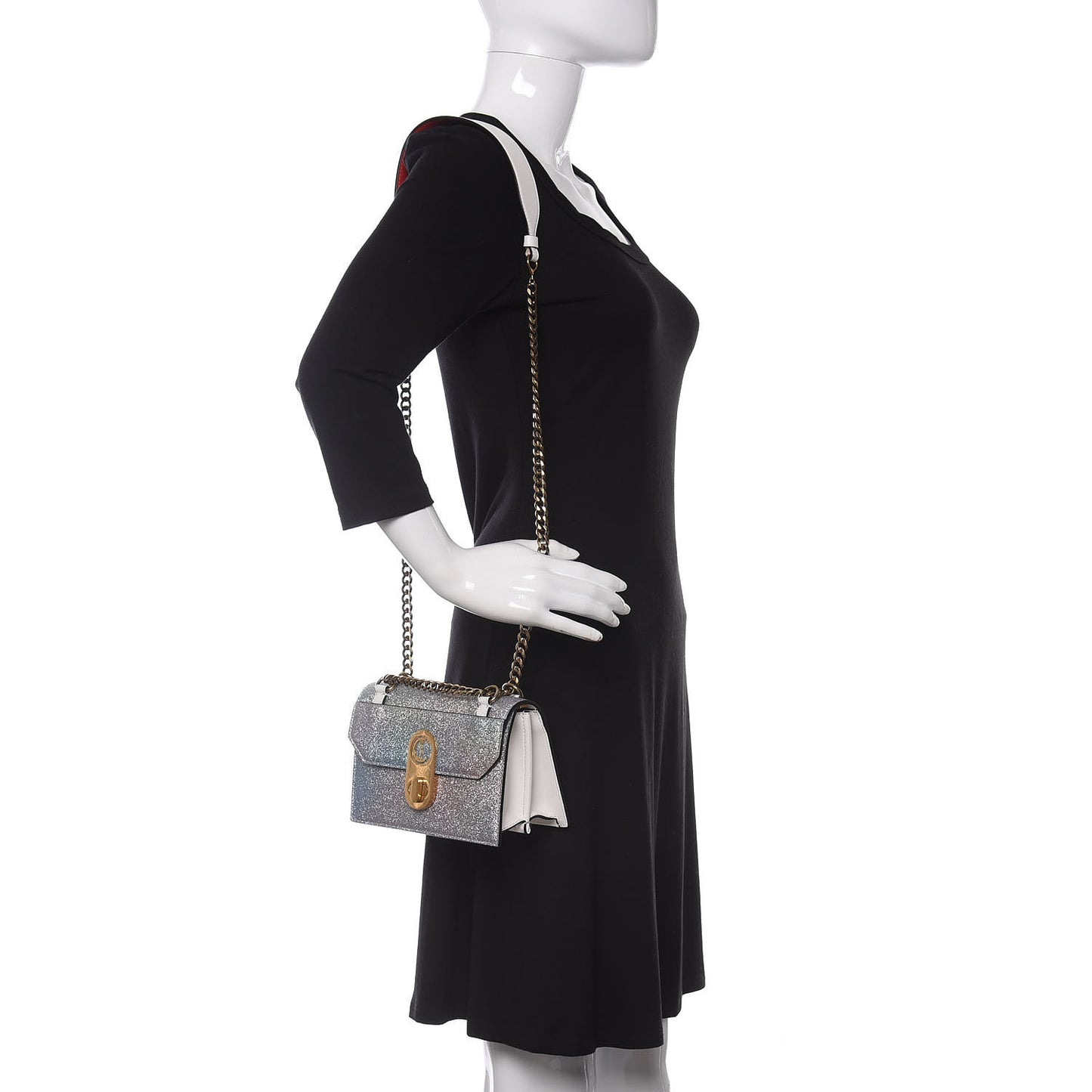 Glitter Calfskin Elisa Mini Shoulder Bag Multicolor Snow